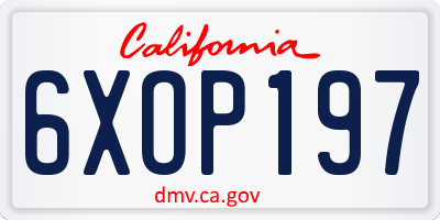 CA license plate 6XOP197