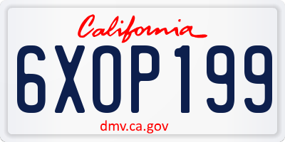 CA license plate 6XOP199