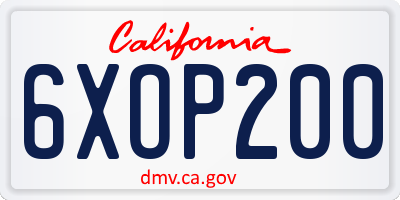CA license plate 6XOP200