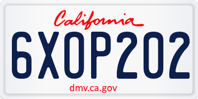 CA license plate 6XOP202