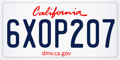 CA license plate 6XOP207