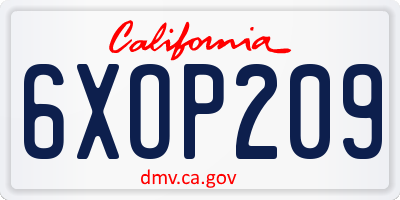 CA license plate 6XOP209
