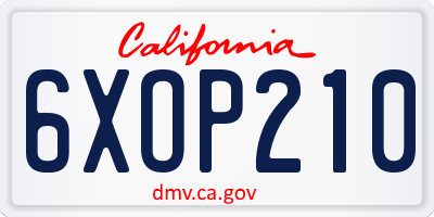 CA license plate 6XOP210