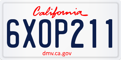 CA license plate 6XOP211