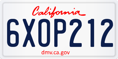 CA license plate 6XOP212