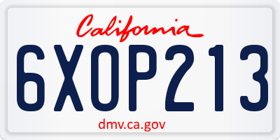 CA license plate 6XOP213