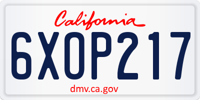 CA license plate 6XOP217