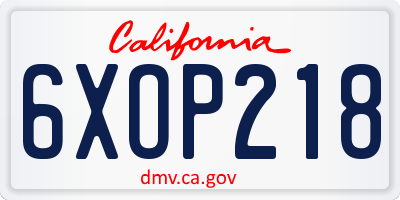 CA license plate 6XOP218