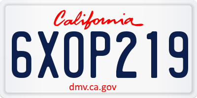 CA license plate 6XOP219