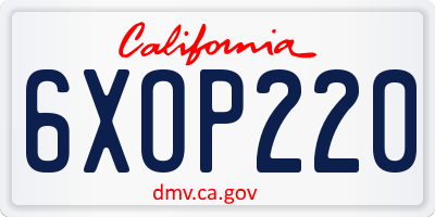 CA license plate 6XOP220