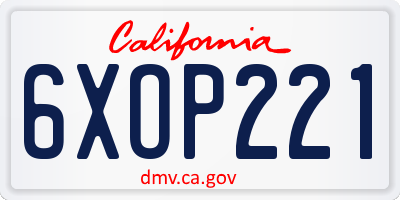 CA license plate 6XOP221