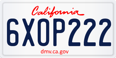 CA license plate 6XOP222