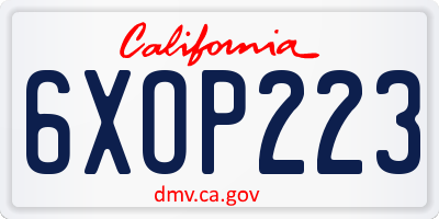 CA license plate 6XOP223