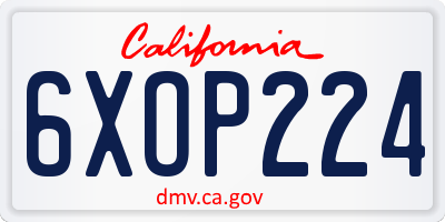 CA license plate 6XOP224