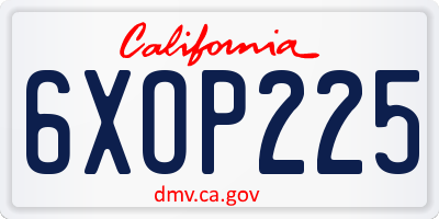 CA license plate 6XOP225