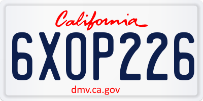 CA license plate 6XOP226