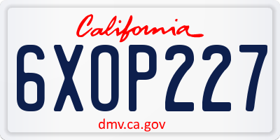 CA license plate 6XOP227