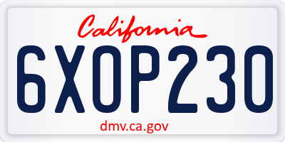 CA license plate 6XOP230