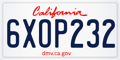 CA license plate 6XOP232