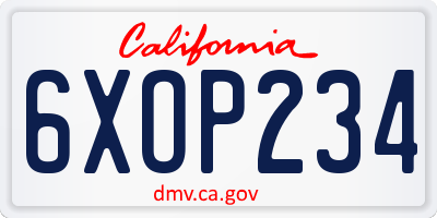 CA license plate 6XOP234