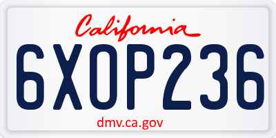 CA license plate 6XOP236