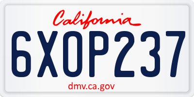 CA license plate 6XOP237
