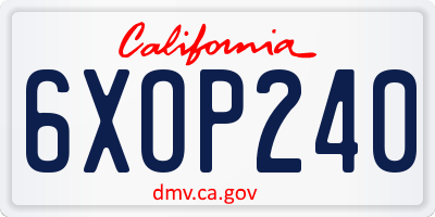 CA license plate 6XOP240