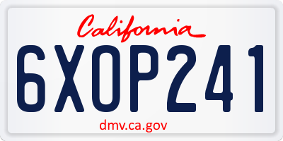 CA license plate 6XOP241