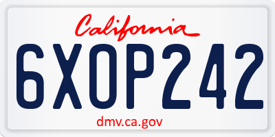 CA license plate 6XOP242