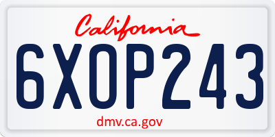 CA license plate 6XOP243