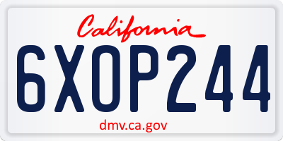 CA license plate 6XOP244