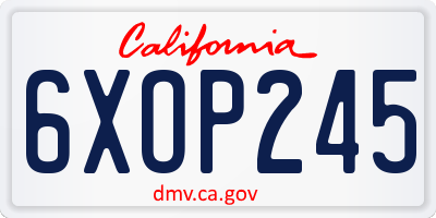 CA license plate 6XOP245