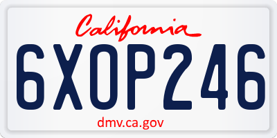 CA license plate 6XOP246