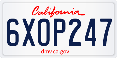 CA license plate 6XOP247