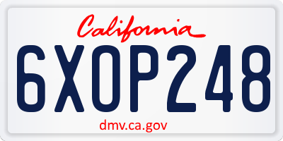 CA license plate 6XOP248