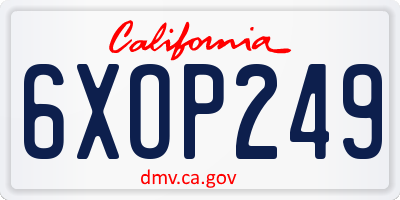 CA license plate 6XOP249