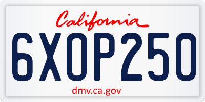 CA license plate 6XOP250