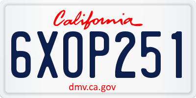 CA license plate 6XOP251