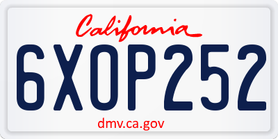 CA license plate 6XOP252