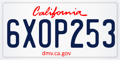 CA license plate 6XOP253