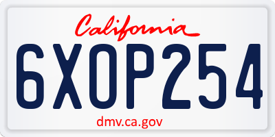 CA license plate 6XOP254