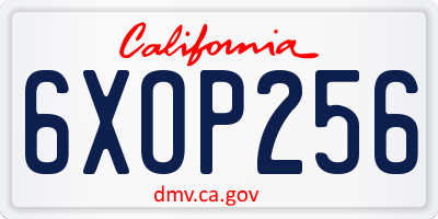 CA license plate 6XOP256