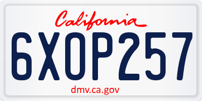 CA license plate 6XOP257