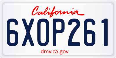 CA license plate 6XOP261