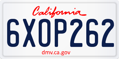 CA license plate 6XOP262