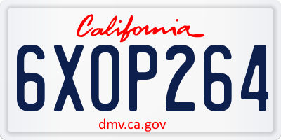 CA license plate 6XOP264