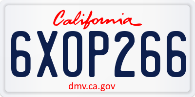 CA license plate 6XOP266
