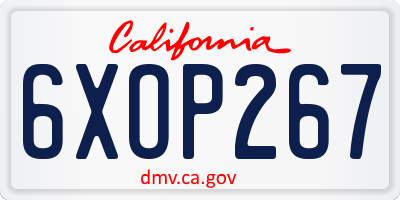 CA license plate 6XOP267