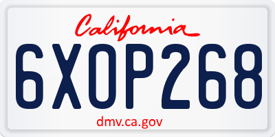CA license plate 6XOP268