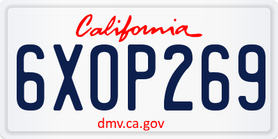 CA license plate 6XOP269